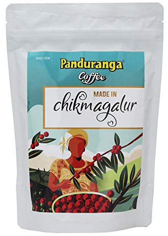 Panduranga Coffee Made in Chikmagalur, Single Origin Specialty Coffee, High Altitude Medium Roast Chicory Coffee, 80% Coffee & 20% Chicory - 500grams/17.64oz