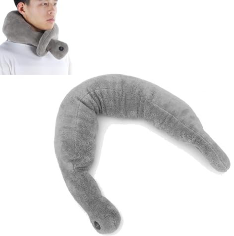 Graues Nackenstützkissen, Vibrationskissen für elektrische Massagetherapie, weich und bequem, U-förmiges Nackenkissen, lindert Müdigkeit der Muskeln