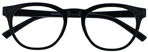 OPULIZE Blu - Occhiali da Lettura Filtro Luce Blu Montatura Tonda Fashion Cerniere a Molla Migliorano il Sonno Gaming Computer Anti Riflesso Nero Uomo Donna B5-1 +1.50