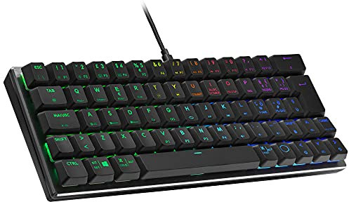 Cooler Master SK620 Wired Gaming Keyboard - Compact 60% Layout, Flat Mechanical Switches, RGB Lighting Per Button, On-the-Fly Control, MacOS/Windows Compatible - QWERTY, IT Keyboard