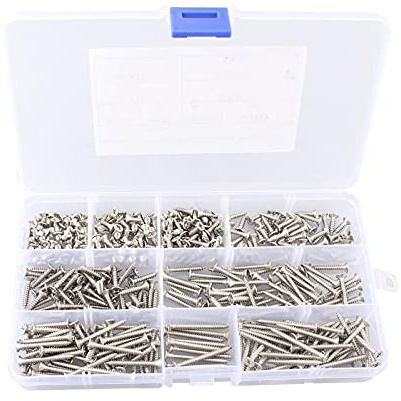 HALJIA 400 Stück M3 Selbstschneidende Schrauben, Holzschrauben, Schraubensortiment, Metallschrauben, Blechschrauben, Linsenkopfschrauben Holz, Edelstahl Schrauben 8 Größen