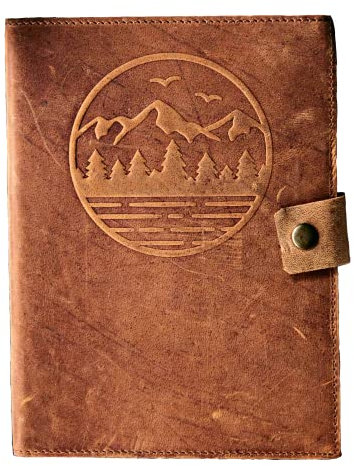 Modest Goods Reisetagebuch-Serie – nachfüllbarer Ledereinband und A5-Notizbuch – Reisezubehör für Männer und Frauen – ideal für Reisende, Abenteuerjournal, Urlaubssammelalbum, Planer (Berge)