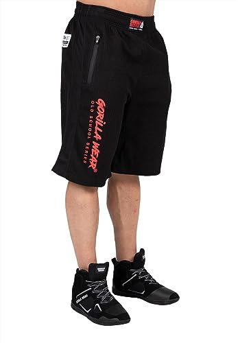 Gorilla Wear - Augustine Old School Shorts - Schwarz/Rot - Bodybuilding Sport Alltag Freizeit mit Logo Aufdruck leicht und bequem für optimale Bewegung, XXL-3XL