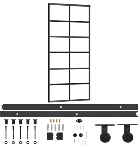 vidaXL Schiebetür mit Beschlag ESG-Glas & Aluminium 90x205 cm