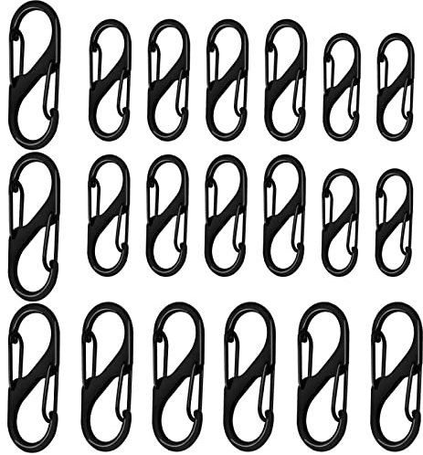 10 Stück S Karabiner, 50mm/40mm/31mm Metall Doppelkarabiner 8 Förmiger Karabiner Edelstahl Karabinerhaken schlüssel karabiner für Camping Zuhause Wandern (Schwarz)