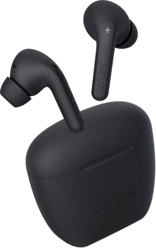 Defunc True Audio Écouteurs sans Fil - Audio de Qualité, Faible Latence, Contrôle Audio Via Application, Recharge Rapide 30 Minutes, Commandes Tactiles, Résistants à Eau et à Transpiration IPX4, Noir