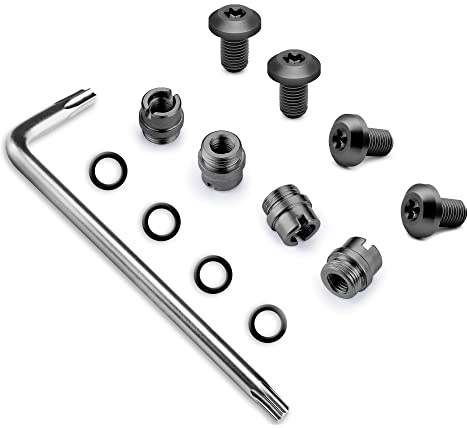Guuun 1911 Grip Screws & Bushings, T10 Torx Key, 4 O Rings, Stainless Steel Black - Standard Height 0.28''