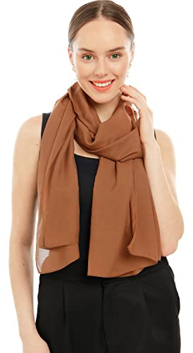 Chiffong Sjal Scarf För Dam – Lätt Och Tunn Halsduk Mode Sjalar för Kvinnor - Chiffon Vårsjal - Elegant Sommarsjal För Damer - Chiffongsjal Bröllopssjal Balwrap Cocktailsjal (Ljusbrun)