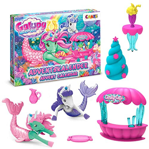 GALUPY MERMAID Spielzeug Adventskalender Kinder - Einhorn Weihnachtskalender für Mädchen, Spielzeug Kalender mit Exclusivem Figuren & Spielset