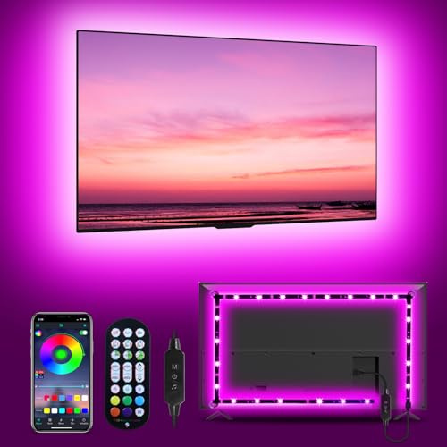 MATICOD LED-Hintergrundbeleuchtung für TV, 5M RGB Streifen mit Bluetooth App-Steuerung, USB-Lichtstreifen für 65-85in, Musik Sync