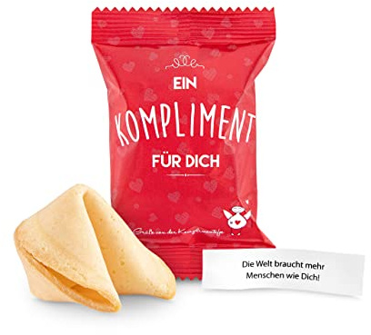 Glückskekse Ein Kompliment für Dich 15 Stück Glückskekse Kompliment Geschenk Muttertag, Danke, Geschenk Büro, Schön dass Du da bist, Adventskalender Füllung, frisch gebacken, vegan & made in Germany