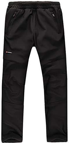 Höhenhorn Tiegun Pantalon softshell pour enfant garçon et fille Pantalon d'extérieur doublé Pantalon de snowboard, Noir , 146