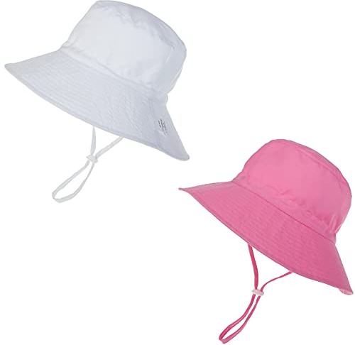DRESHOW Gorro de Sol para Bebé Gorro Bebe Verano Gorros Proteccion Solar UV Bebe Niño Niña Gorra Playa con Correa Ajustable para la Barbilla UPF 50+