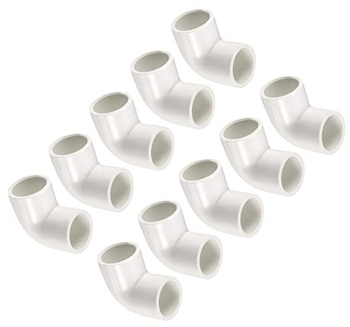QUARKZMAN 20mm Ausrutschen PVC Rohrverbinder x 10 Stk. 90 Grad Krümmerkupplung Rohrverbindungsstücke für Gebäude Bewässerungsinstallation Weiß