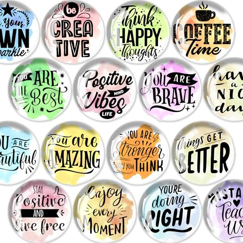 16 Pcs Fridge Magnets, Round Fridge Magnet Whiteboard Motivational Quotes | Mini Fridge Accessories | Craft Magnets | Small Magnets for Whiteboard, Office. Kitchen and School