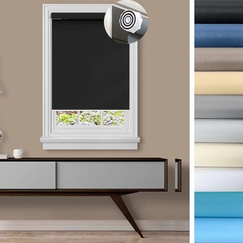 Thermorollo Ohne Bohren Klemmfix 45 x 210 cm Hitzeschutz und Sichtschutz, Fensterrollo verdunkelnd Inkl. Aller Montage-Teile für Türen und Fenster, Schwarz