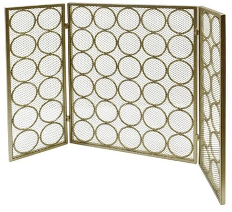 GTPBAO Funkenschutzgitter Wohnzimmer-Dekor, Kamin-Funkenschutz, Goldener, Schmiedeeiserner Mesh-Ofenvorhang für Holzkohlefeuer/Holzfeuerung