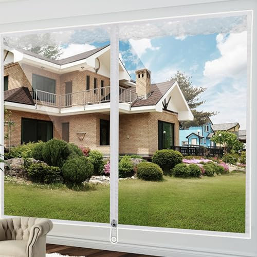 Thermo Cover Fenster-Isolierfolie,Transparent Wärmeschutzvorhang,Thermische Fensterbarriere,Winddicht,Gegen Kälte,wiederverwendbar,Einfache Belüftung,Anpassbar,Breite x Höhe (100x200cm)