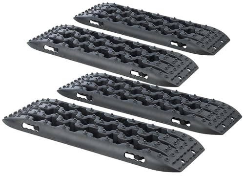Lescars Sommerreifen: 4er-Set Reifen-Traktionsmatten, ultrastabile Nylonfaser, 90x31x6 cm (Rampen-Board Offroad, Bergeboard)
