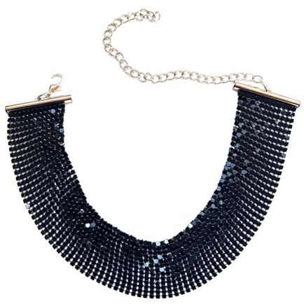 Dishowme Collier ras du cou à paillettes, large collier métallique à paillettes, collier Hip-Hop Punk, bijou pour femmes et filles, 43 cm, Métal