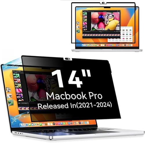 Filtre Confidentialité pour MacBook Pro 14 M5 M4 M3 M2 M1 par Nano-Adhésif | Réutilisable Filtre Anti Espion Lumière Bleu Reflet Sans Colle,Laptop Protection Ecran pour Mac Pro 14 Pouces (2021-2026)