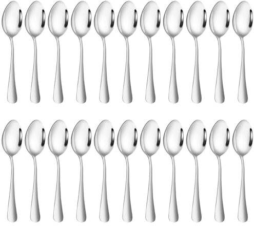 EXIN DEHCEN Teelöffel Kaffeelöffel Esslöffel Edelstahl Dessertlöffel Kleine Löffel Rostfrei Set 24 Stück, Espressolöffel Mini, Espresso Löffel Klein Set für Haushalte, Restaurants (13.8cm, Silber)