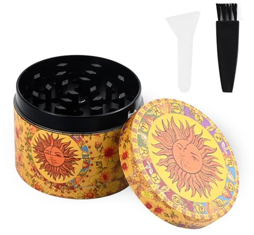 LHOEST Grand Grinder Metal 63 MM Effriteuse Grinder Squelette Broyeur grinder Crusher Moulin a Epices avec Grattoir et Brosse en Plastique 4 Couches Moulin à épices