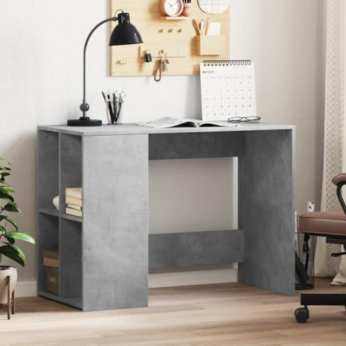CIADAZ Schreibtisch Betongrau 102x50x75 cm Holzwerkstoff, Gaming Tisch, Computertisch, Computer Desk, Office Table, Bürotisch, Arbeitstisch, Nähtisch, Pc Tisch - 840544