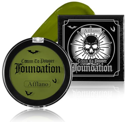 Afflano Face Paint Vert Semi-Mat Fond de Teint, Body Paint Peinture Faciale Sûre Et Non Toxique, Peinture Corporelle Pour Mardi Gras, Théâtre, Scène, Cosplay Costumes d'Halloween, Soirées à Thème Noël