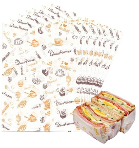100 Blatt Burger Papier, 38 x 28 CM Sandwich Backpapier Wiederverwendbar Käsepapier Pommes Papier Wachspapier für Lebensmittel Papierblätter Deli