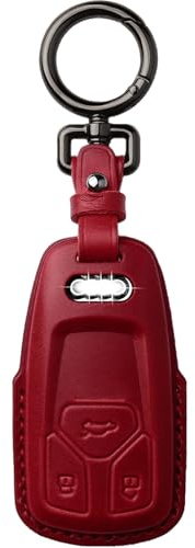Teenpull Audi Schlüssel hülle für Audi A4 B9 A6 A5 Q7 Q5 TT TTS S4 S5 RS4 RS5 Auto Leder Schlüsselhülle Autozubehör Auto Liebhaber Auto Zubehör (Rot)