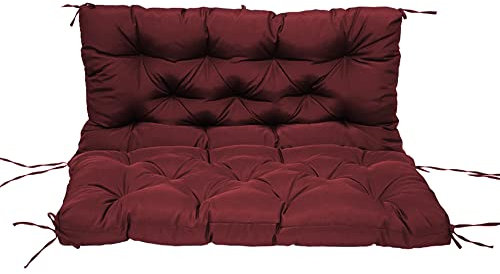 Wasserdichte Outdoor-Bankkissen mit Rückenlehne, weiche Terrassenmöbel-Pads für 2- und 3-Sitzer-Schaukelsitz, Ersatz-Sonnenliege, Dunkelrot, 100 x 100 x 10 cm