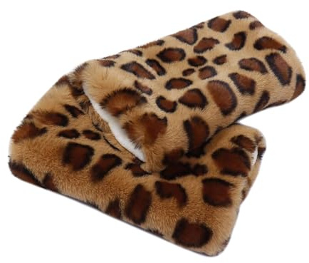 Inzegao 1 Paar pelzige fingerlose Handschuhe mit Leopardenmuster für Damen, Winterwärmer, Handschuhe zum Tippen