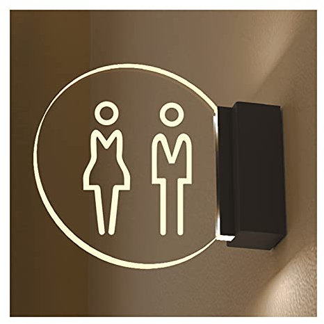 OJXIER Toilettenschild, LED-Schild zur Wandmontage, Badezimmerschild mit beleuchtetem Rand für Damen, Herren und Damen, Badezimmer-Dekor (D) (C)