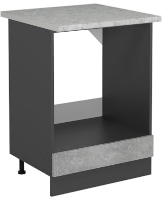 Vicco Herdumbauschrank R-Line, Herdschrank, Beton, 60 cm AP Marmor
