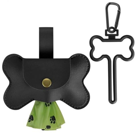SGERUFZ Distributeur de Sacs à Crottes pour Chien avec Clip Mains Libres, Porte-Sac en Cuir, Pratique et Portable pour Promenade de Chien (Sacs non inclus)