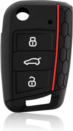 Chaexii Silikon Schlüsselhülle VW,3 Tasten Polo Autoschlüssel Gehäuse | Für VW Golf 7, MK7,MK6,Touran,Tiguan,Tarraco,Seat Leon,Ibiza,Skoda Octavia Schlüsselzubehör