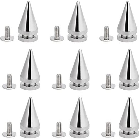 Tbest,20 Stück 10 * 20 Mm Silberne Metallkugeln Spikes Nieten Nieten Tasche Gürtel Lederhandwerk