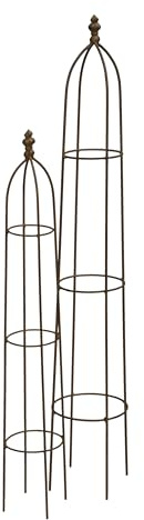 dekorativer Gartenobelisk Rankobelisk Rank-Hilfe Rosengitter Metall rostig Preis für 1 x groß und 1 x klein (2-er Set)