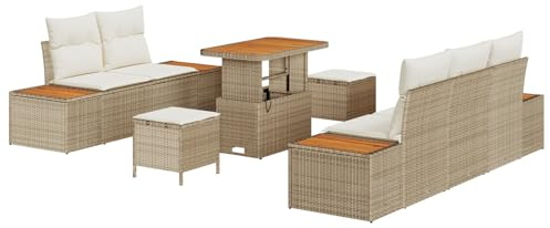 vidaXL Trädgårdsoffset 8 pcs Beige konstrotting, Trädgård och terrass, modern rattan-soffa, utesoffa, modulär möbel, perfekt för avkoppling och komfort