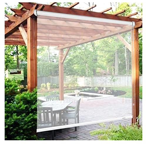 Estor enrollable para exteriores, cortina impermeable de PVC para patio con cadena, pantalla personalizable resistente a la intemperie para pérgola, balcón, jardín (1,4 x 2 m)