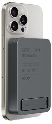 KU XIU Magnético Power Bank, 10.000mAh 3 en 1 Bateria Externa Carga Rapida, 15W Plegable Estación Carga Inalámbrica, Viaje Metal Bateria Portatil para iPhone 17/16, para iWatch, para Airpods