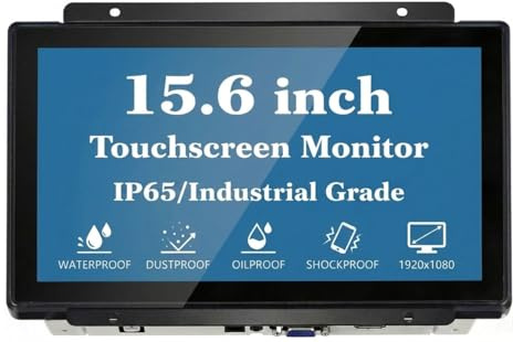 RIUIIN - 15.6 Open Frame Touch Screen Capacitive Monitor, 1920 x 1080 Resolution Industrial Touchscreen, 16:9 Aspect Ratio, Waterproof, VESA+Mount