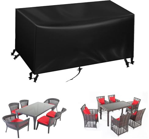 Cover for Garden Furniture Waterproof 150cm Patio Cover,Rattan Garden Furniture Covers 150x80x60cm/LxWxH Outdoor Table Covers Waterproof Rectangle With Adjustable Cord for Outdoor Tables and Chairs