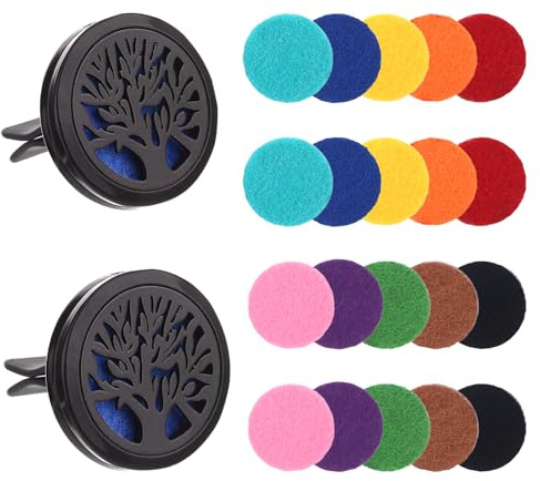 2er Set Auto Diffuser, Autoduft zum Selbst Befüllen mit Ätherischen Ölen für Diffuser Lufterfrischer Auto Duft Innenraum mit Baum-Design Oil Diffusers, Universeller Car Fragrance Lufterfrischer
