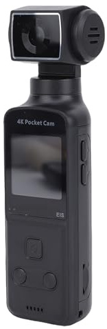 Garsent Handheld Action Camera, 270° Rotatable 4K HD WiFi Enabled Pocket Camcorder for Filming Travel Vlog Video, with Mic Clip, 1.3in HD LCD Screen, 64GB Included