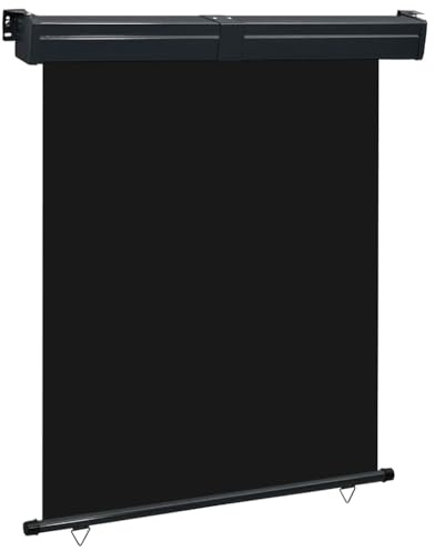Tenda da Sole Laterale a Rullo, Nero 145x250 cm, Tessuto Poliestere UV e Struttura Acciaio, Frangivista Balcone e Parasole, per Esterno e Giardino