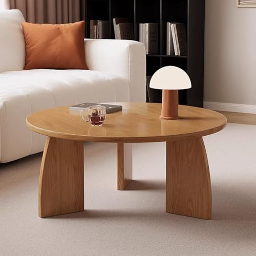 Table basse ronde moderne en noyer pour le salon, petite table centrale minimaliste avec design bas, table basse blanche et noire pour les petits espaces