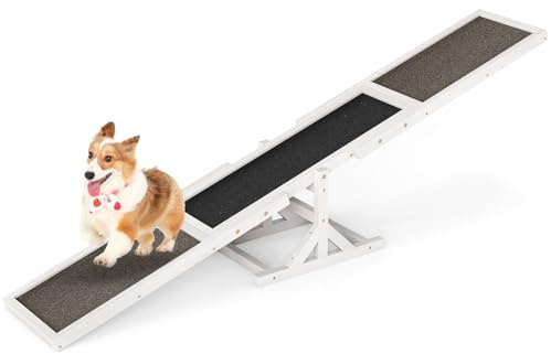 PETSITE Agility-Wippe aus Holz, Hundetraining und Spielset, Outdoor-Laufspiel, Spielzeug, Kletterplattform, Balance-Trainingsausrüstung, wetterfestes Haustierzubehör für Hindernisläufe im Hinterhof