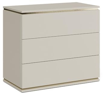 Vicco Kommode Linette, Cashmere, 80 x 70 cm | mit 3 Schubladen, Push-to-Open Mechanismus für geräuschloses Öffnen